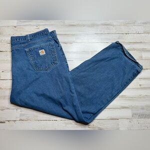 Carhartt FR Denim Blue Work Jeans Relaxed Fit Men 44x30 Workwear FRB100DNM USA
